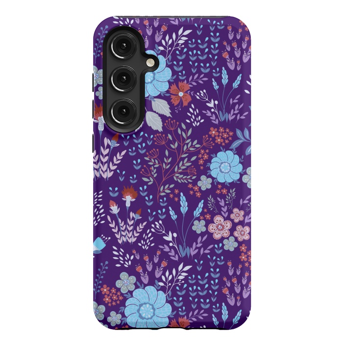 Galaxy S24 Plus StrongFit tiny flowers in cold colors by ArtsCase
