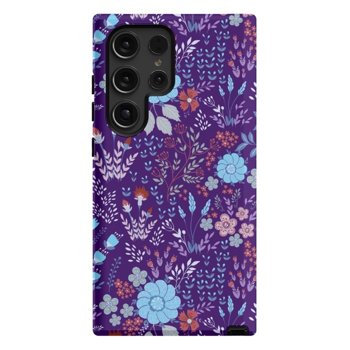 Galaxy S24 Ultra StrongFit tiny flowers in cold colors by ArtsCase