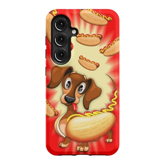Galaxy S24 StrongFit Dachshund Hot Dog Cute and Funny Character by BluedarkArt
