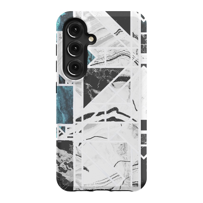 Galaxy S24 StrongFit Ink brushed marble tiles by Oana 