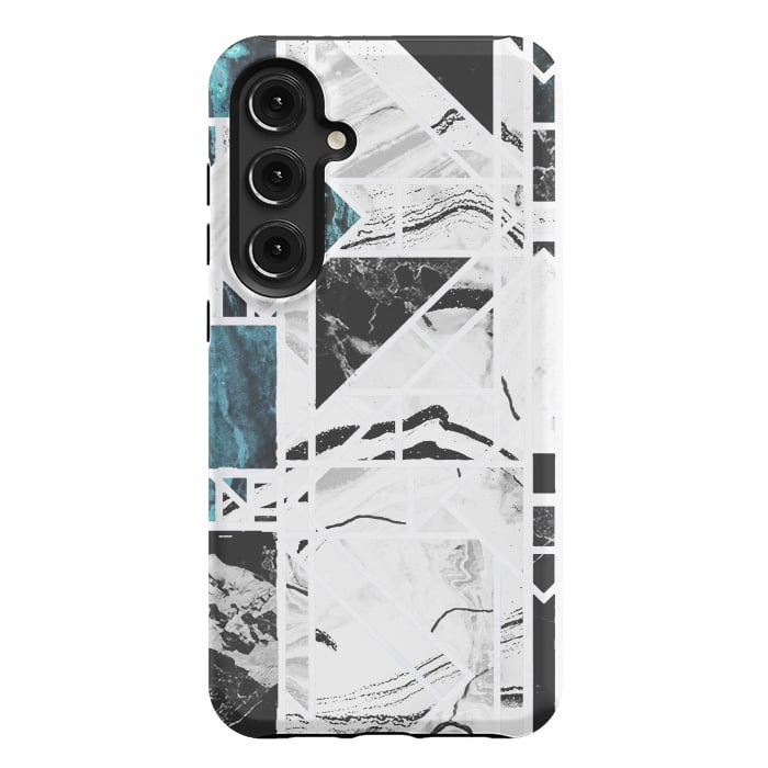 Galaxy S24 Plus StrongFit Ink brushed marble tiles by Oana 