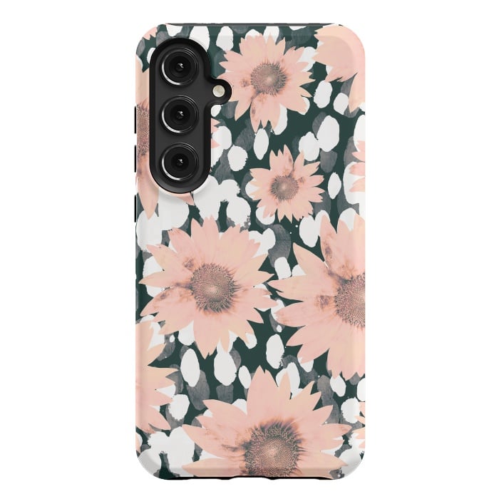 Galaxy S24 Plus StrongFit Pink flower petals and paint dots by Oana 
