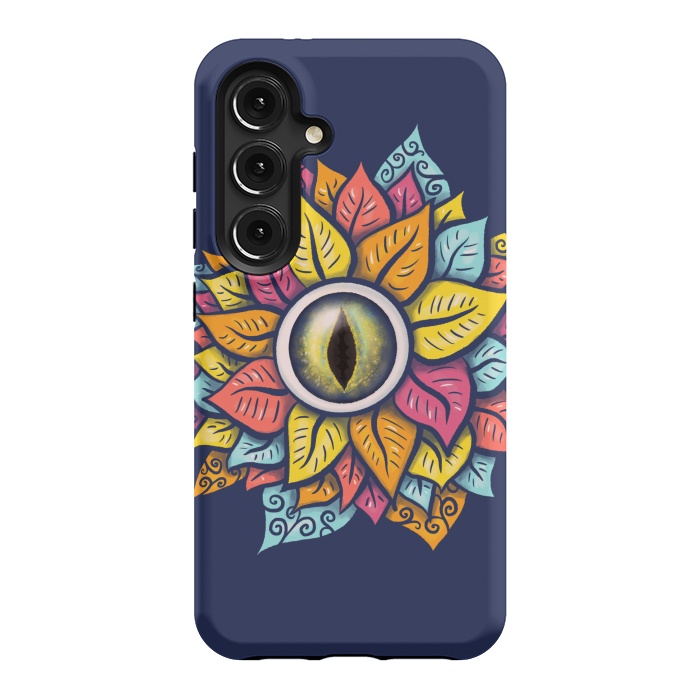 Galaxy S24 StrongFit Colorful Reptile Eye Flower Fun Weird Digital Art by Boriana Giormova