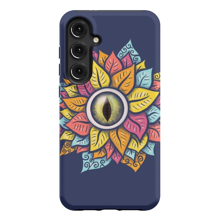 Galaxy S24 Plus StrongFit Colorful Reptile Eye Flower Fun Weird Digital Art by Boriana Giormova