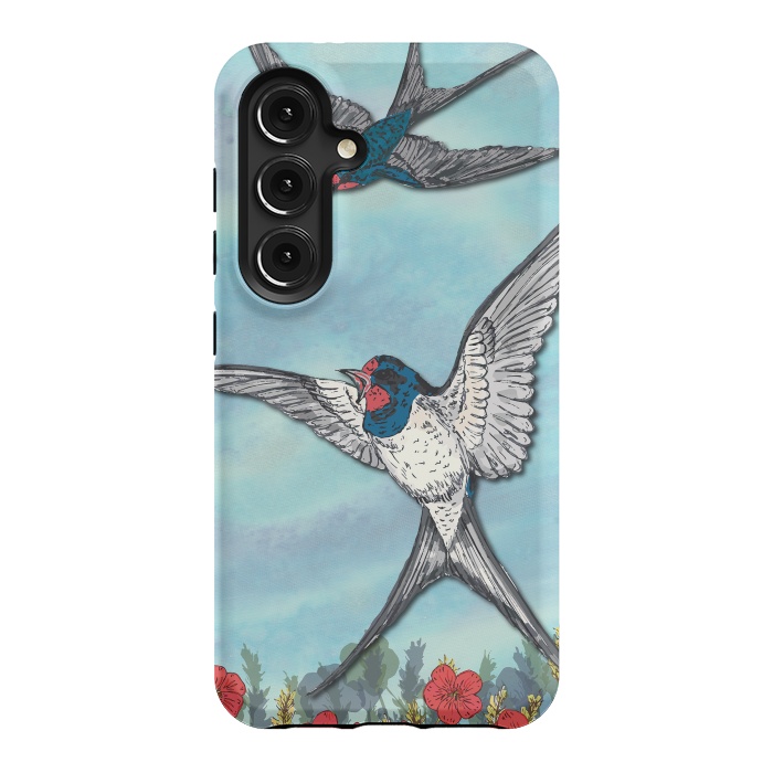 Galaxy S24 StrongFit Summer Swallows by Lotti Brown