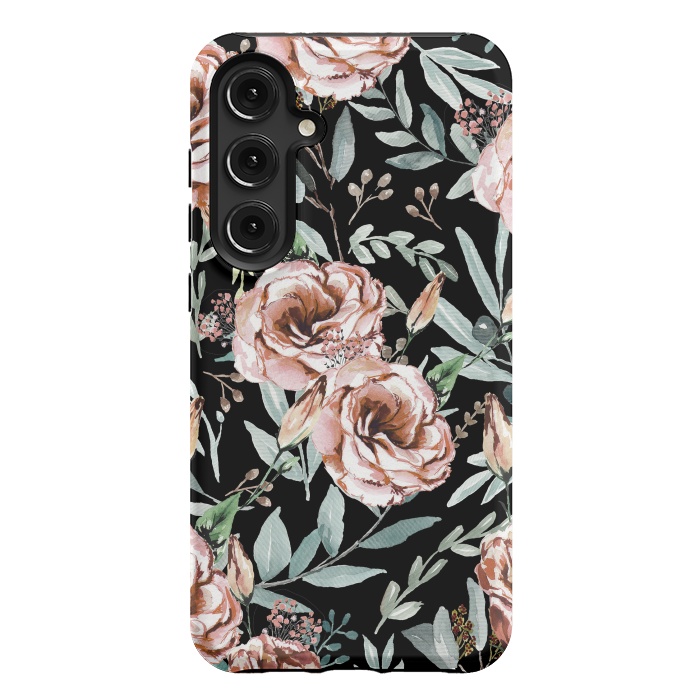Galaxy S24 Plus StrongFit Floral Explosion Black by Anis Illustration