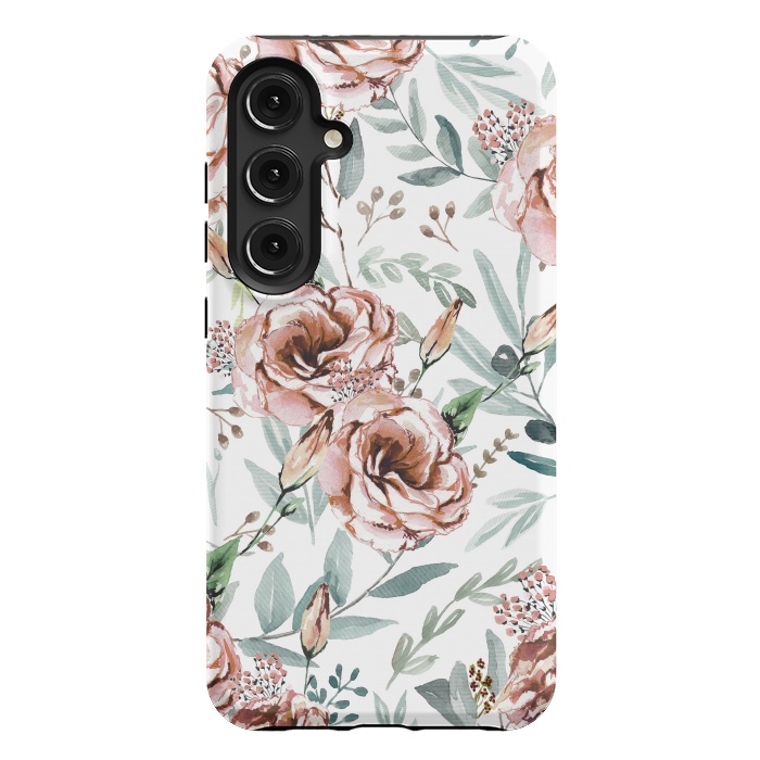 Galaxy S24 Plus StrongFit Floral Explosion White by Anis Illustration