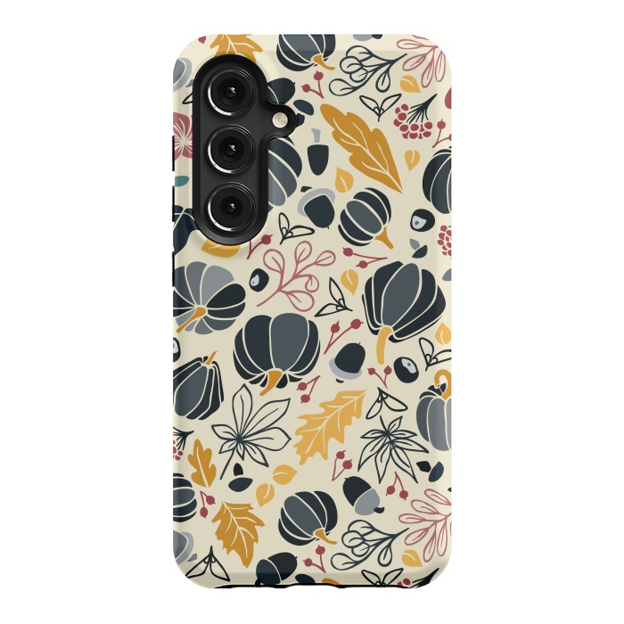 Galaxy S24 StrongFit Fall Fruits in Navy and Yellow by Paula Ohreen