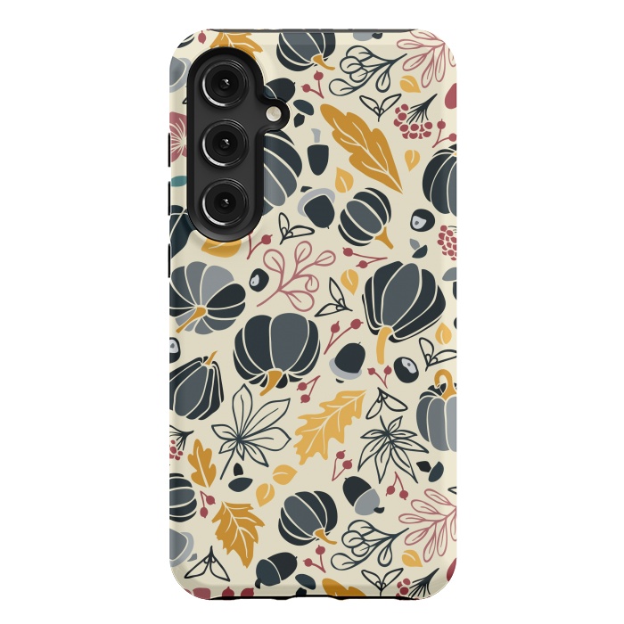 Galaxy S24 Plus StrongFit Fall Fruits in Navy and Yellow by Paula Ohreen