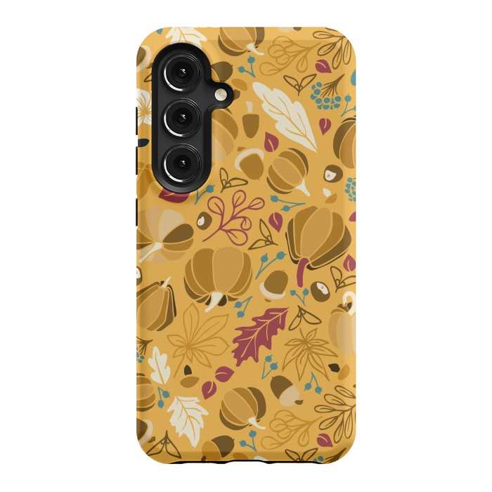 Galaxy S24 StrongFit Fall Fruits in Mustard and Red by Paula Ohreen