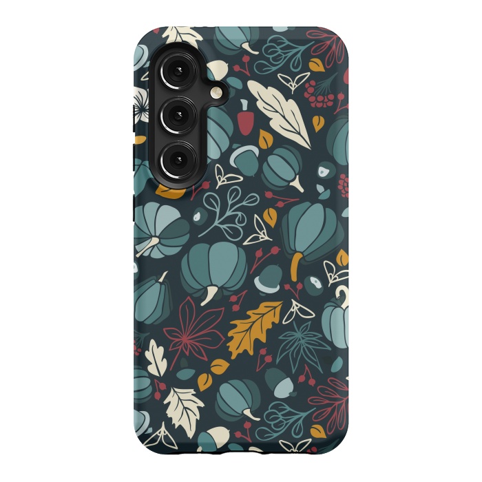 Galaxy S24 StrongFit Fall Fruits in Navy and Red by Paula Ohreen