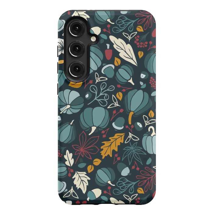 Galaxy S24 Plus StrongFit Fall Fruits in Navy and Red by Paula Ohreen