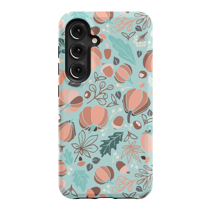 Galaxy S24 StrongFit Fall Fruits in Mint and Orange by Paula Ohreen