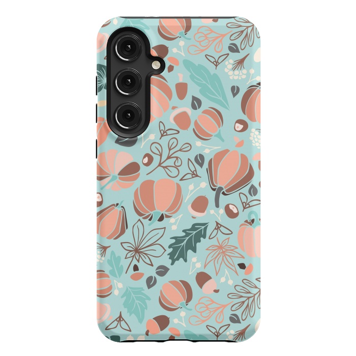 Galaxy S24 Plus StrongFit Fall Fruits in Mint and Orange by Paula Ohreen