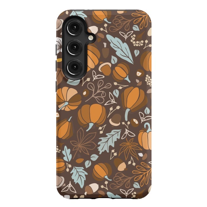 Galaxy S24 Plus StrongFit Fall Fruits in Brown and Mustard by Paula Ohreen