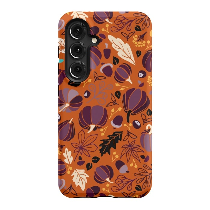 Galaxy S24 StrongFit Fall Fruits in Orange and Purple by Paula Ohreen