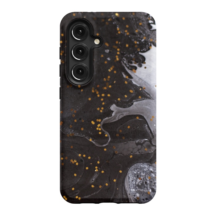 Galaxy S24 StrongFit glitter marble black white by haroulita