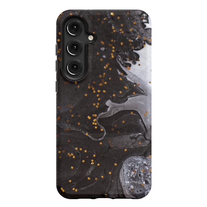 Galaxy S24 Plus StrongFit glitter marble black white by haroulita