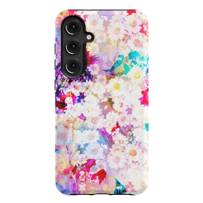 Galaxy S24 Plus StrongFit Colorful watercolor daisy petals by Oana 
