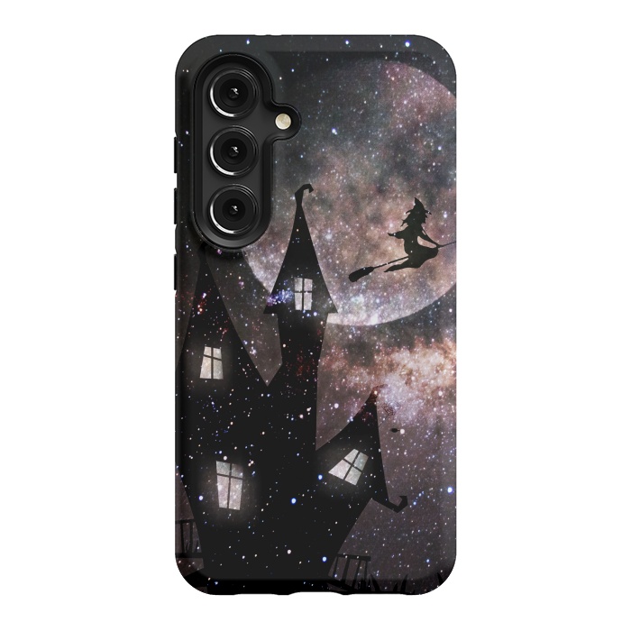 Galaxy S24 StrongFit Flying witch and dark house at night by Oana 