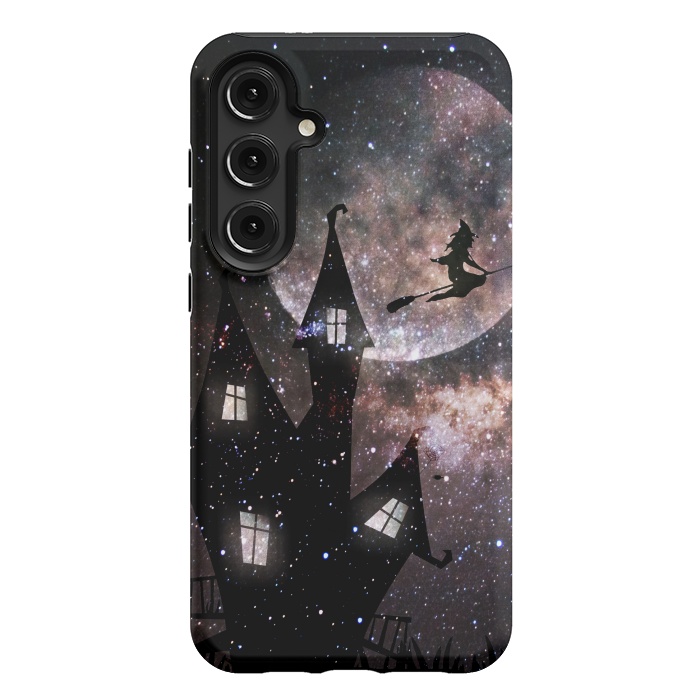 Galaxy S24 Plus StrongFit Flying witch and dark house at night by Oana 