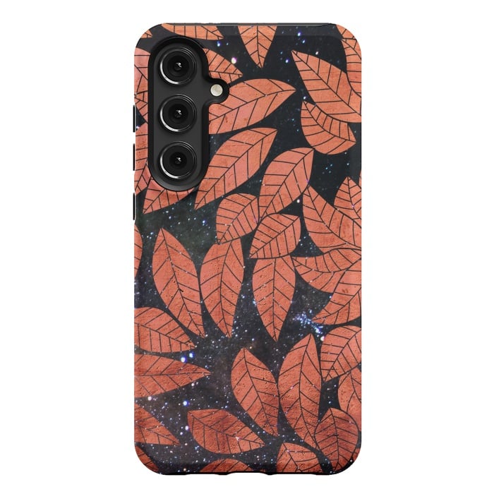 Galaxy S24 Plus StrongFit Rust autumn leaves pattern by Oana 