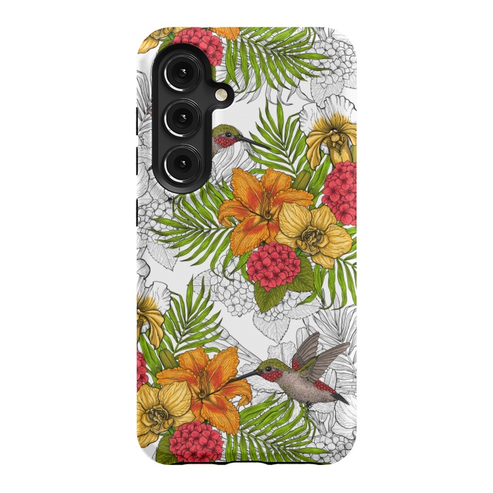 Galaxy S24 StrongFit Hummingbirds and tropical bouquet by Katerina Kirilova