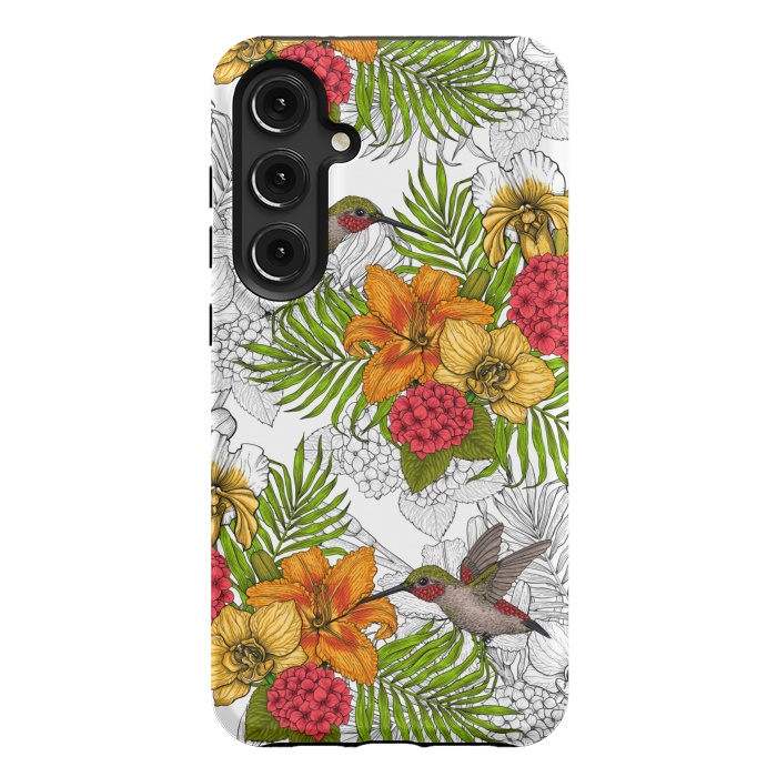 Galaxy S24 Plus StrongFit Hummingbirds and tropical bouquet by Katerina Kirilova