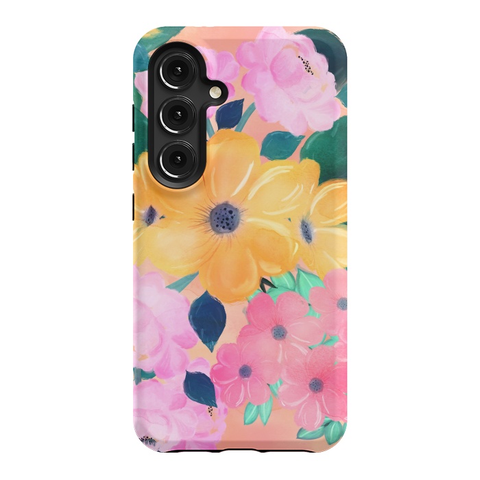 Galaxy S24 StrongFit Cute Colorful Romantic Watercolor Flowers  by InovArts