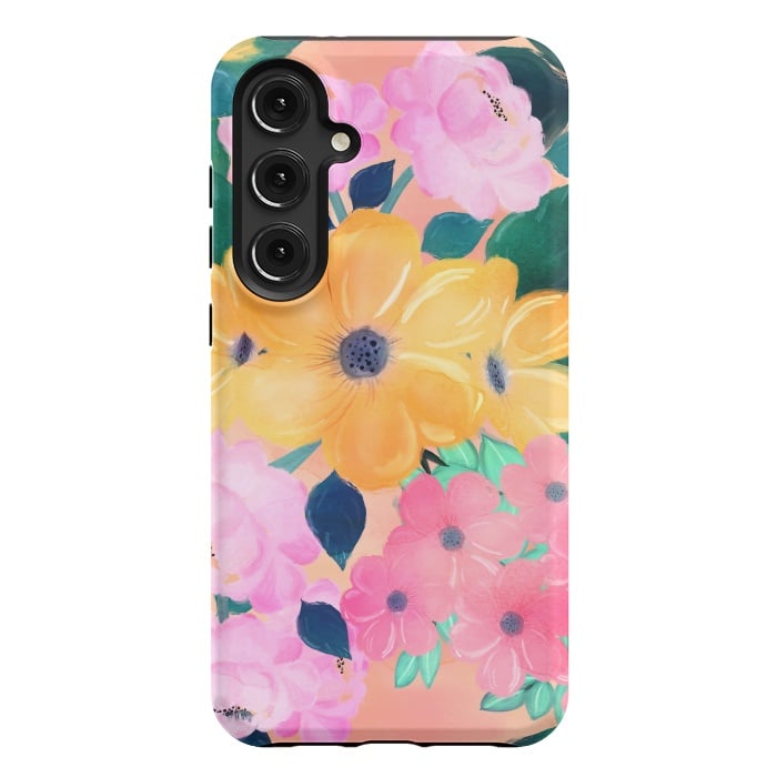 Galaxy S24 Plus StrongFit Cute Colorful Romantic Watercolor Flowers  by InovArts