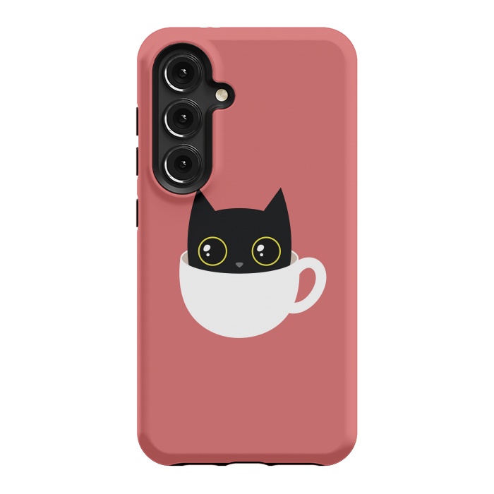 Galaxy S24 StrongFit Coffee cat by Laura Nagel