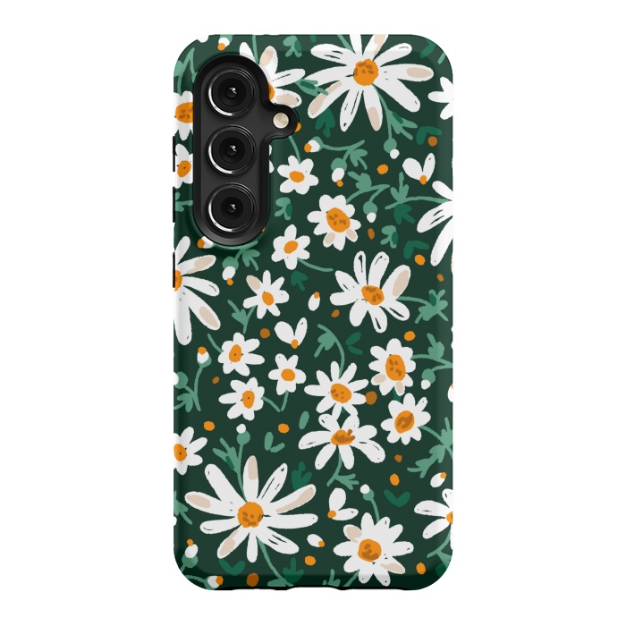Galaxy S24 StrongFit WHITE FLORAL PRINT 2  by MALLIKA