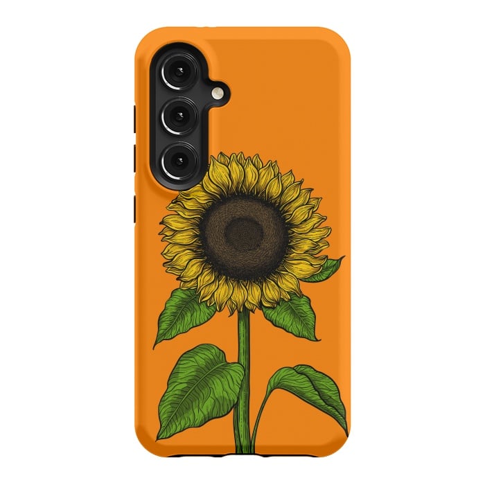 Galaxy S24 StrongFit Sunflower on orange by Katerina Kirilova