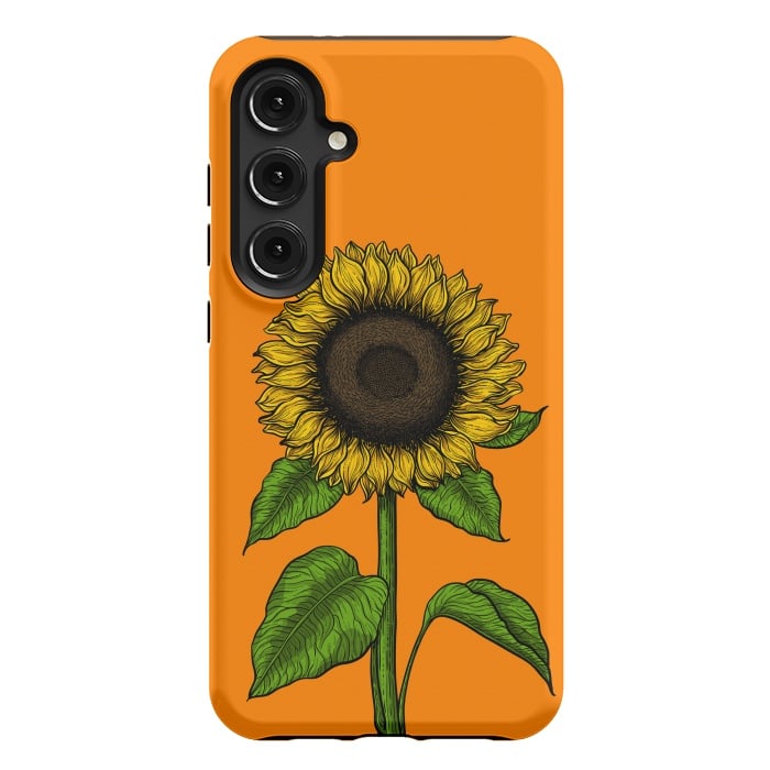Galaxy S24 Plus StrongFit Sunflower on orange by Katerina Kirilova