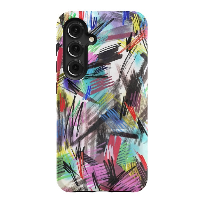 Galaxy S24 StrongFit Wild Colorful Scratches and Strokes  by Ninola Design
