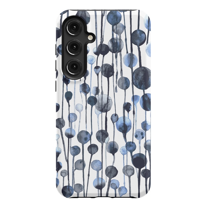 Galaxy S24 Plus StrongFit Dripping Watercolor Dots Navy by Ninola Design