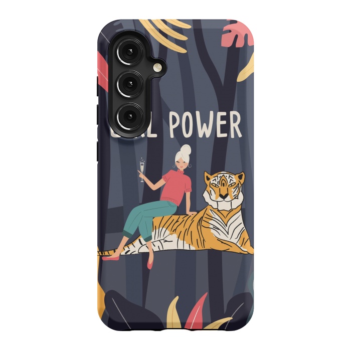 Galaxy S24 StrongFit Girl Power - Woman and Tiger by Jelena Obradovic