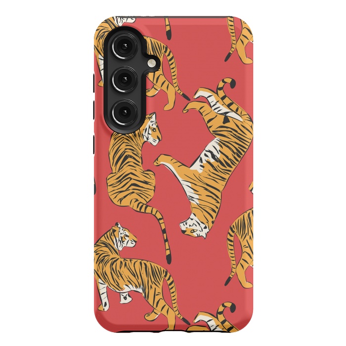 Galaxy S24 Plus StrongFit Tiger Pattern, red, 005 by Jelena Obradovic