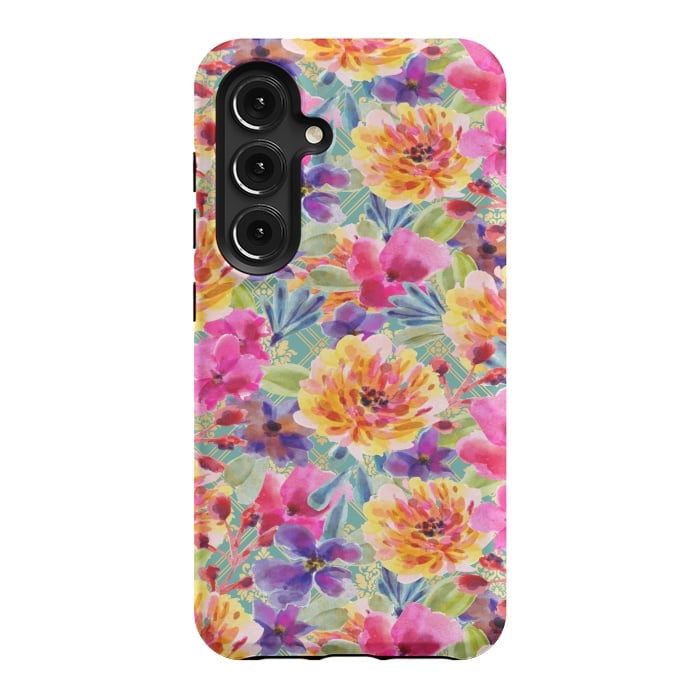 Galaxy S24 StrongFit MULTI COLOUR FLORAL PATTERN by MALLIKA