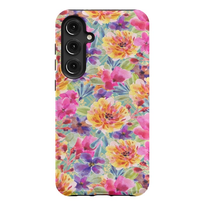Galaxy S24 Plus StrongFit MULTI COLOUR FLORAL PATTERN by MALLIKA