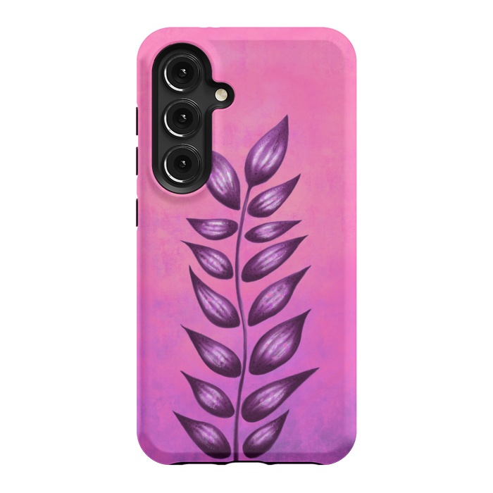 Galaxy S24 StrongFit Abstract Plant Surreal Botanical Art In Pink And Purple by Boriana Giormova
