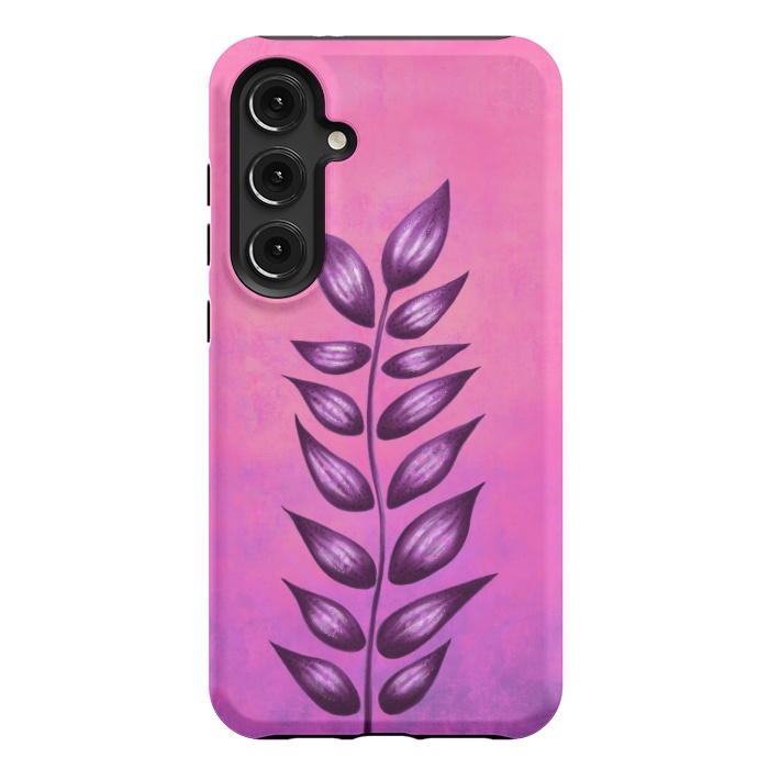 Galaxy S24 Plus StrongFit Abstract Plant Surreal Botanical Art In Pink And Purple by Boriana Giormova