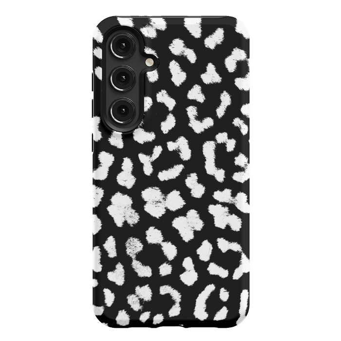Galaxy S24 Plus StrongFit Black and white leopard print brushed spots by Oana 