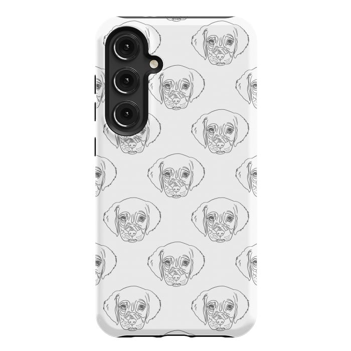 Galaxy S24 Plus StrongFit Cute Gray Puppy Dog Hand Drawn Strokes Pattern by InovArts
