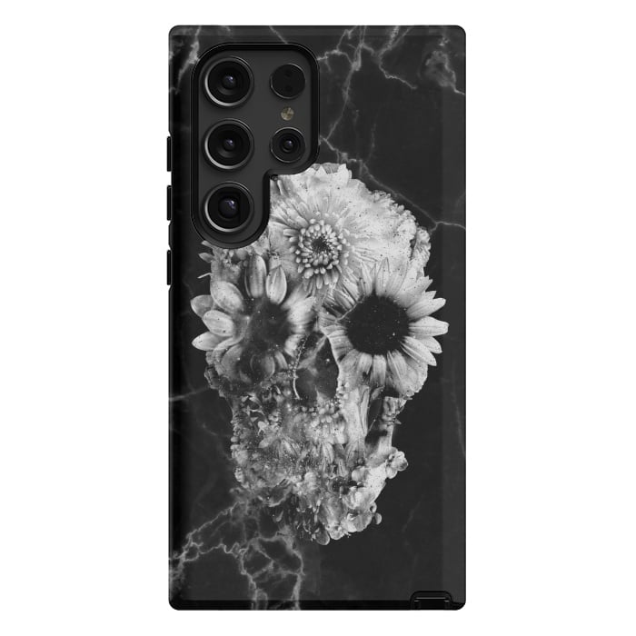 Galaxy S24 Ultra StrongFit Floral Skull Marble by Ali Gulec