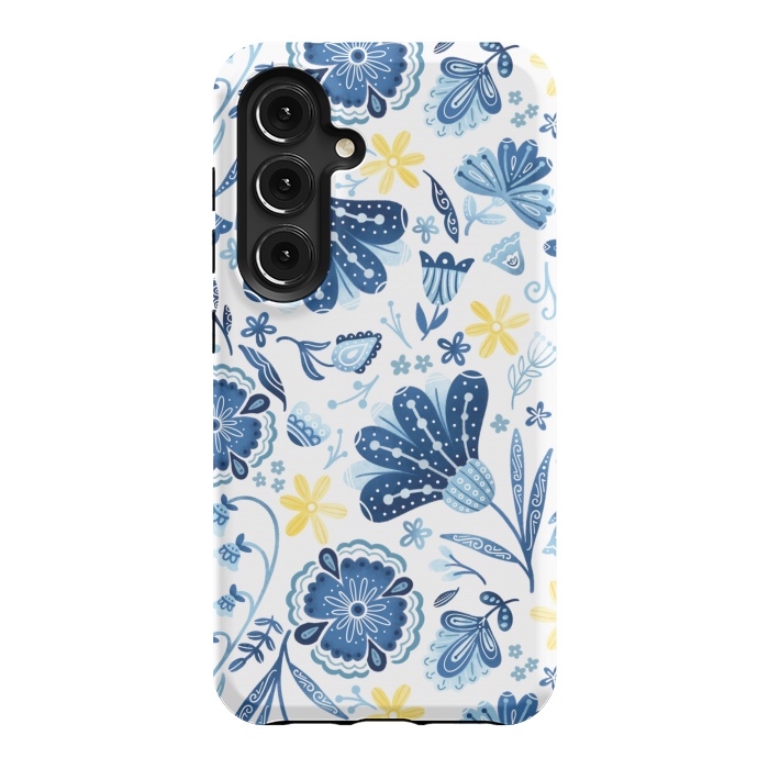 Galaxy S24 StrongFit Intricate Blue Floral by Noonday Design