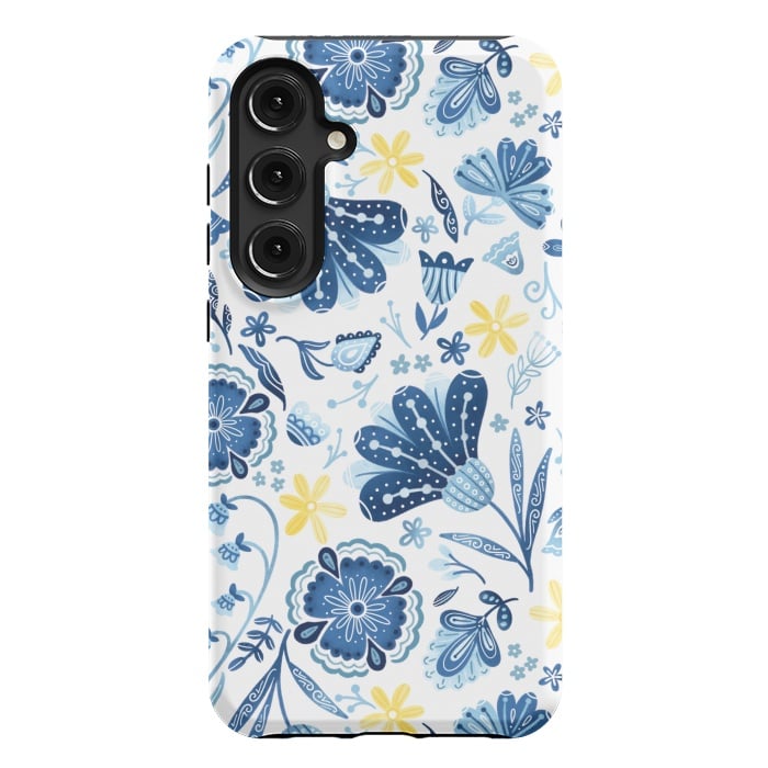 Galaxy S24 Plus StrongFit Intricate Blue Floral by Noonday Design