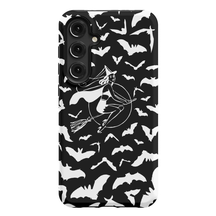 Galaxy S24 Plus StrongFit Pin-up witch and flying bats pattern by Oana 