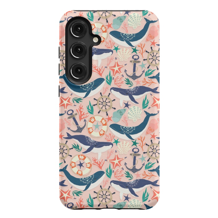 Galaxy S24 Plus StrongFit Whale Song on Coral Blush by Tangerine-Tane