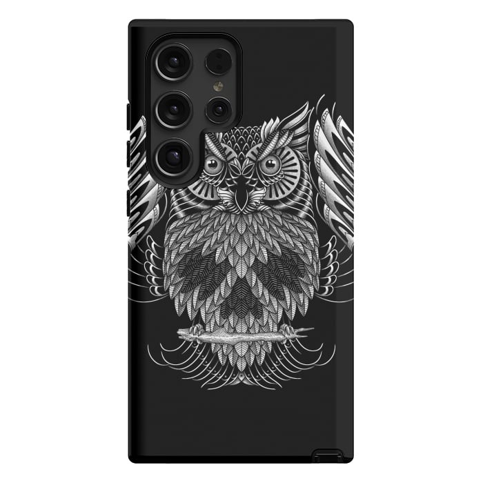 Galaxy S24 Ultra StrongFit Owl Skull Ornate (Dark) by Afif Quilimo
